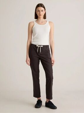 Quince Steel Grey Cotton Minimalist Organic Stretch Ripstop Straight Pants Small